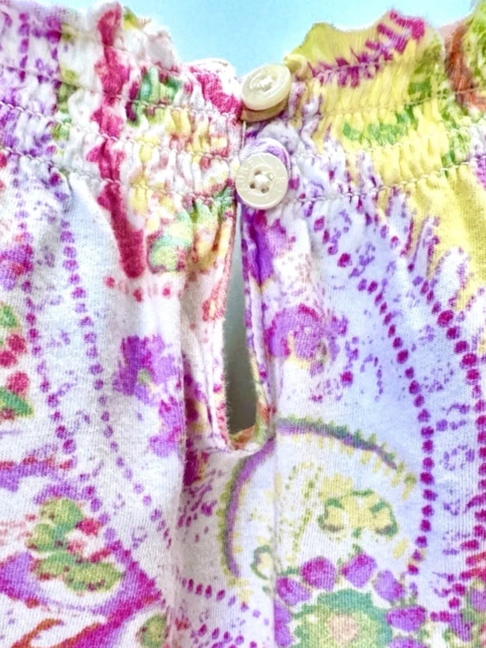 💜LAUREN RALPF LAUREN💜 PASTEL PAISLEY COTTON CAP SLEEVE LONG PANT PAJAMA SET EUC - Picture 11 of 12